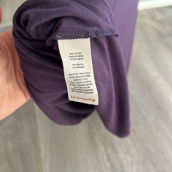 Soft Surroundings Purple Maxi Dress Soft Rayon Long Sleeve XS Petite - Picture 6 of 6